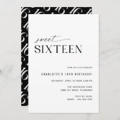 Sweet Sixteen Modern Zwart-wit 16e verjaardag Kaart (Voorkant / Achterkant)