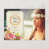 Sweet sixteen moderne Invitation Fleur d'anniversa (Devant)