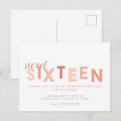 Sweet sixteen Neutre Invitations fête d'anniversai (Devant / Derrière)