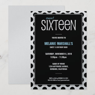 Sweet sixteen noir et argent  Invitations de parti