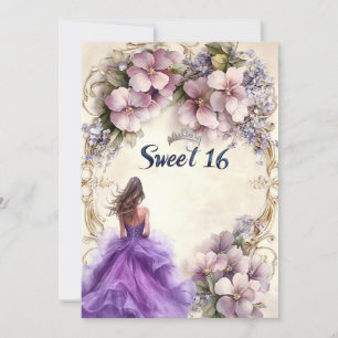 Sweet Sixteen Paarse Dress Pink Floral Kaart