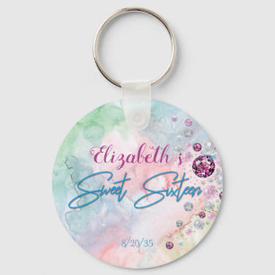 Sweet Sixteen parels Pareltjes roze Blauw Groen Sleutelhanger