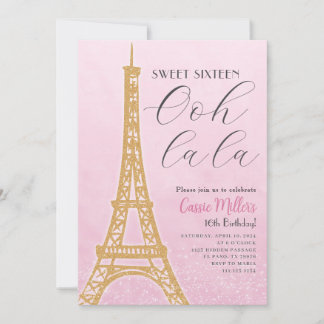 Sweet sixteen Paris Anniversaire Fête Invitation