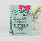 Sweet sixteen Paris Thème Anniversaire Carte d'inv (Debout devant)