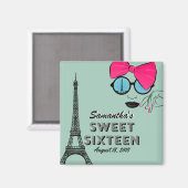 Sweet sixteen Paris Thème Anniversaire Magnet (Recto/Verso)