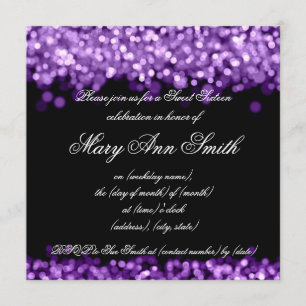 Sweet Sixteen-partij-Shimmering Paarse lichten Kaart