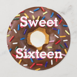 Sweet Sixteen Party Chocolate met Sprinkles Donut Kaart