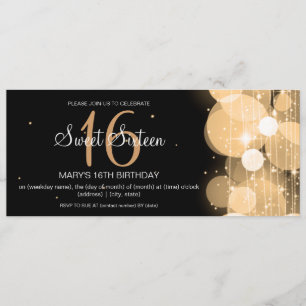 Sweet Sixteen Party Glow & Sparkle Gold Kaart