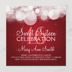 Sweet Sixteen Party Glow & Sparkle Red Kaart