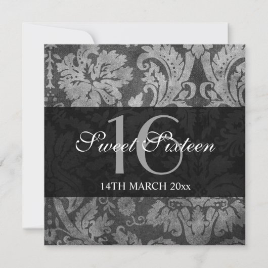 Sweet Sixteen Party Grey  Pattern Kaart (Voorkant)