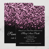 Sweet Sixteen Party Midnight Glam Pink Kaart (Voorkant / Achterkant)