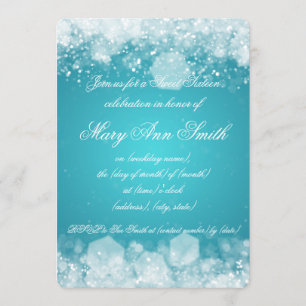 Sweet Sixteen Party Sparking Night 2 Turquoise Kaart