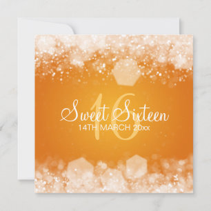 Sweet Sixteen Party Sparkling Night Orange Kaart