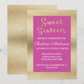 Sweet Sixteen pensed Gold Foil-uitnodiging Kaart