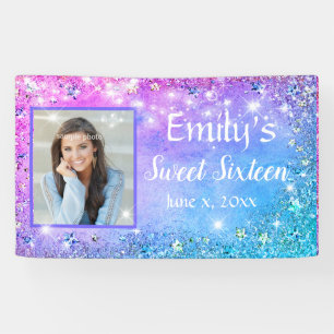 Sweet Sixteen Pink Blue Glitter Sparkle Lights Spandoek