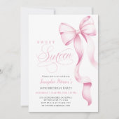 Sweet Sixteen Pink Bow Invitation (Devant)