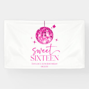 Sweet Sixteen Pink Disco Ball 16e verjaardagsfeest Spandoek