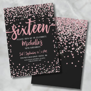 Sweet Sixteen Pink Rose Gold Glitter 16e verjaarda Kaart