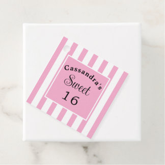 Sweet Sixteen Pink Stripe Classic Chic Bedankjes Labels