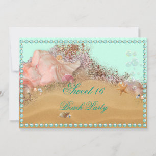 Sweet sixteen, Plage, Perles, Invitation personnal