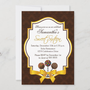 Sweet sixteen Pops de gâteaux Invitation d'anniver