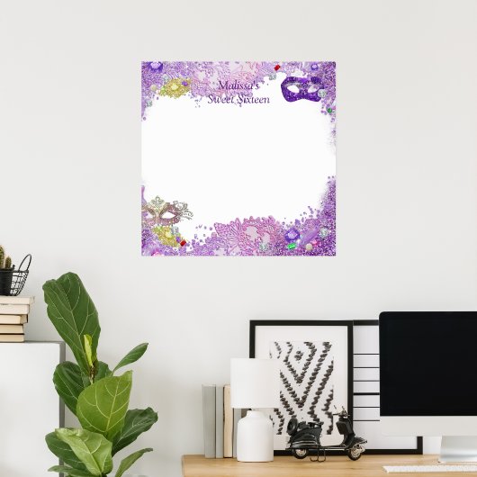 Sweet Sixteen, Quinceanera, Masquerade Sign in Boa Poster (Thuiskantoor)