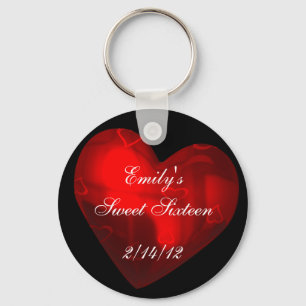 Sweet Sixteen Red Heart Party Favor Sleutelhanger