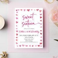 Sweet Sixteen Red Pink Hearts 16e verjaardagsfeest