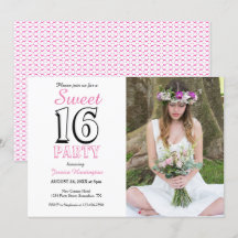 Sweet sixteen rose 16e anniversaire Invitation pho