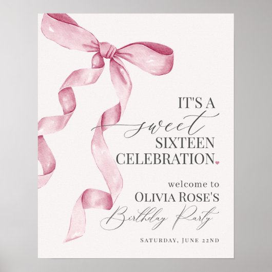 Sweet sixteen rose Bow Anniversaire Affiche de bie (Devant)