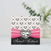 Sweet sixteen rose-chaud Diamond Heart Invitations (Debout devant)