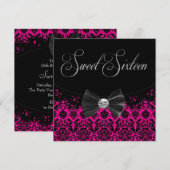 Sweet sixteen rose chaud Invitation de fête d'anni (Devant / Derrière)