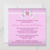 Sweet sixteen rose Rose Invitation avec boule de d (Dos)