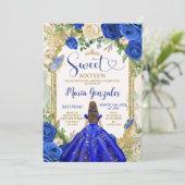 Sweet Sixteen Royal Blue Butterfly Verjaardagsfees Kaart (Staand voorkant)