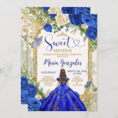 Sweet Sixteen Royal Blue Butterfly Verjaardagsfees Kaart (Voorkant / Achterkant)