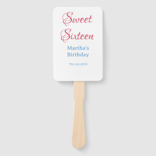 Sweet Sixteen roze naam datum kalligrafie boho bla Handwaaier