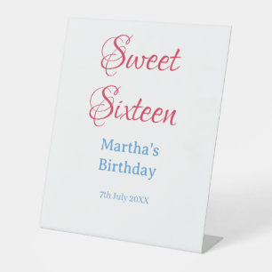 Sweet Sixteen roze naam datum kalligrafie boho bla Reclamebord Met Voetstuk