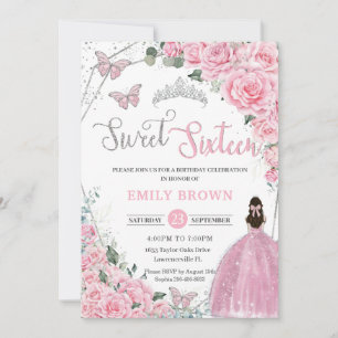 Sweet Sixteen roze prinses Silver Birthday Kaart