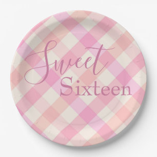 Sweet Sixteen roze Waterverf Papieren Bordje