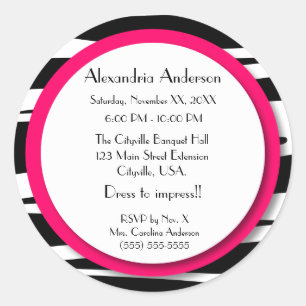 Sweet Sixteen Roze Zebra Lollipop Invitation Terug Ronde Sticker