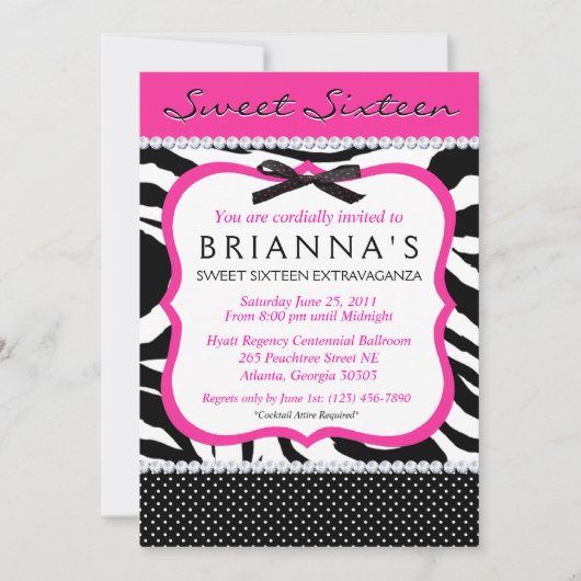 Sweet sixteen Sassy Invitation (Devant)