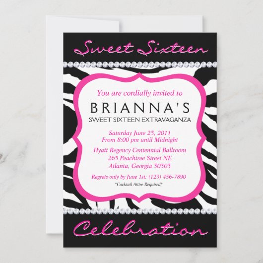 Sweet sixteen Sassy Invitation (Devant)