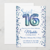 Sweet sixteen, Seize, Ado party Invitation (Devant / Derrière)