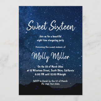 Sweet Sixteen Sterrennacht Invitation Kaart