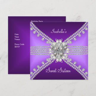 Sweet Sixteen Sweet 16 Butterfly Paarse Silver 3 Kaart