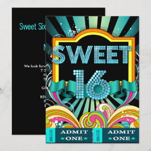 Sweet Sixteen Sweet 16 Party Ticket Admission Kaart