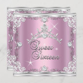 Sweet Sixteen Sweet 16 Pink Silver Diamond Tiara Kaart (Voorkant / Achterkant)