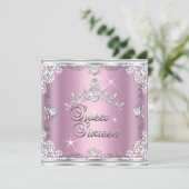Sweet Sixteen Sweet 16 Pink Silver Diamond Tiara Kaart (Staand voorkant)