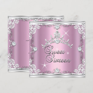 Sweet Sixteen Sweet 16 Pink Silver Diamond Tiara Kaart