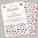 Sweet sixteen Tea Party Invitation anniversaire<br><div class="desc">Une invitation à la fête d'anniversaire du Sweet sixteen de thé moderne et mignonne. Customisez le nom et le texte pour convenir à votre célébration. Reverse dispose d'un motif de tasse de thé assorti. Art original de Nic Squirrell.</div>